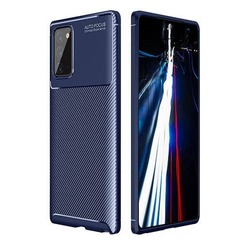 Silicone Candy Rubber TPU Twill Soft Case Cover WL1 for Samsung Galaxy Note 20 5G Blue