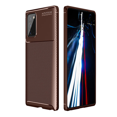 Silicone Candy Rubber TPU Twill Soft Case Cover WL1 for Samsung Galaxy Note 20 5G Brown