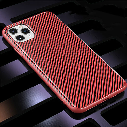 Silicone Candy Rubber TPU Twill Soft Case Cover Y01 for Apple iPhone 11 Pro Max Red