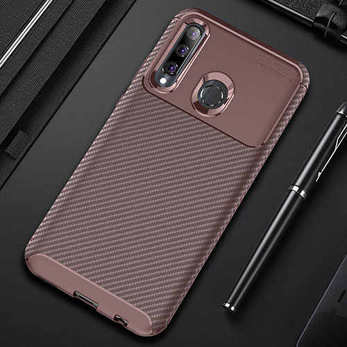 Silicone Candy Rubber TPU Twill Soft Case Cover Y01 for Huawei Honor 20 Lite Brown