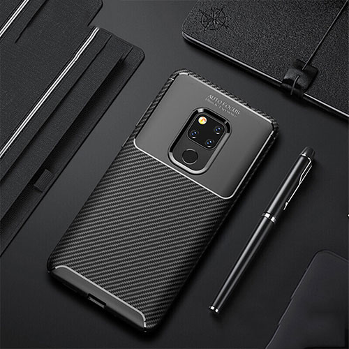 Silicone Candy Rubber TPU Twill Soft Case Cover Y01 for Huawei Mate 20 Black