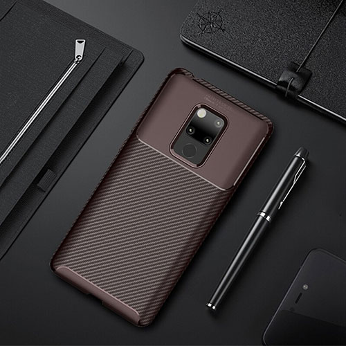 Silicone Candy Rubber TPU Twill Soft Case Cover Y01 for Huawei Mate 20 X 5G Brown