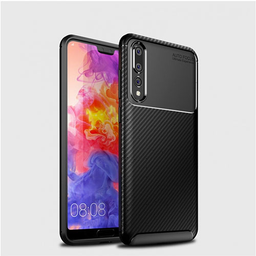 Silicone Candy Rubber TPU Twill Soft Case Cover Y01 for Huawei P20 Pro Black