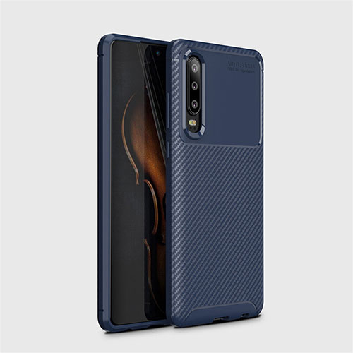 Silicone Candy Rubber TPU Twill Soft Case Cover Y01 for Huawei P30 Blue