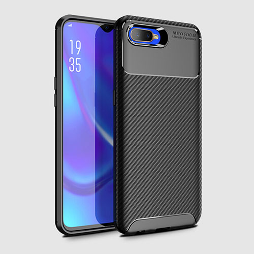 Silicone Candy Rubber TPU Twill Soft Case Cover Y01 for Oppo K1 Black