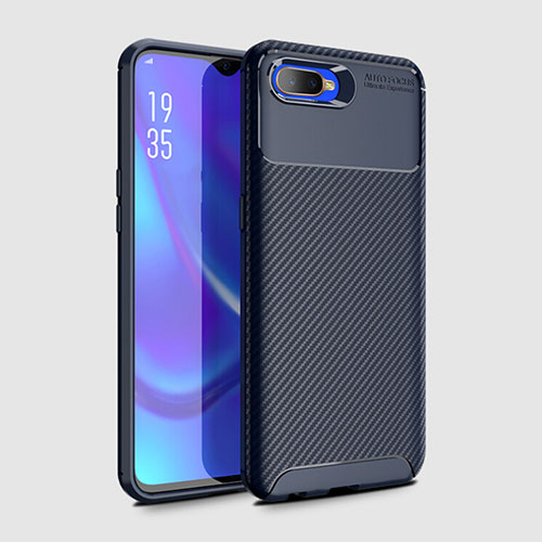 Silicone Candy Rubber TPU Twill Soft Case Cover Y01 for Oppo RX17 Neo Blue