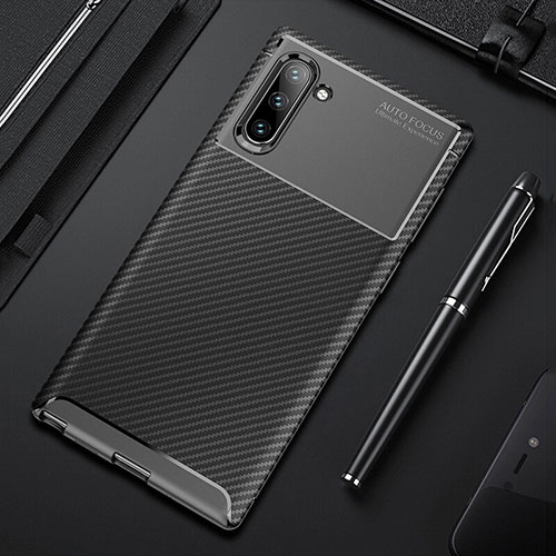 Silicone Candy Rubber TPU Twill Soft Case Cover Y01 for Samsung Galaxy Note 10 Black