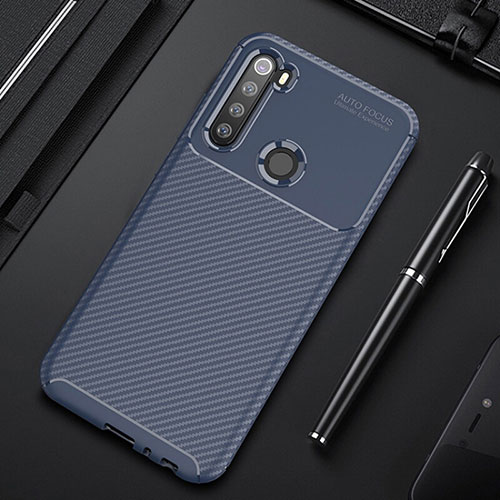 Silicone Candy Rubber TPU Twill Soft Case Cover Y01 for Xiaomi Redmi Note 8 Blue