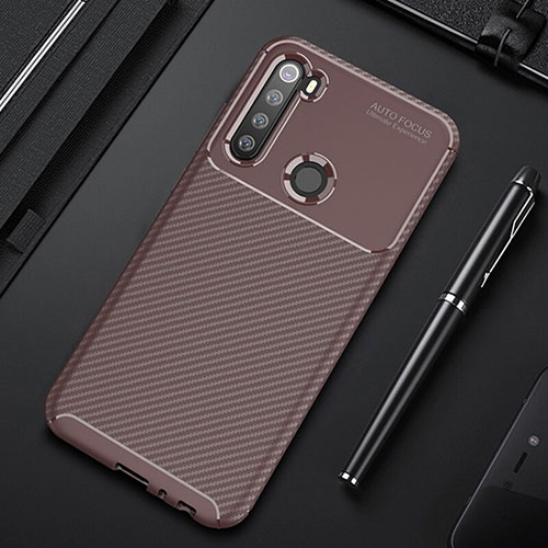 Silicone Candy Rubber TPU Twill Soft Case Cover Y01 for Xiaomi Redmi Note 8 Brown