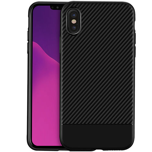 Silicone Candy Rubber TPU Twill Soft Case Z01 for Apple iPhone X Black