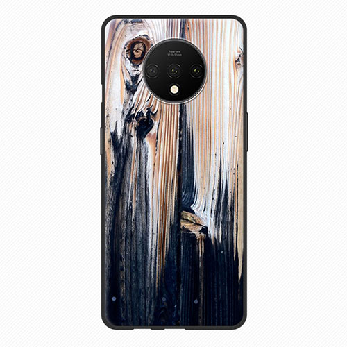 Silicone Candy Rubber Wood-Grain Pattern Soft Case for OnePlus 7T Colorful