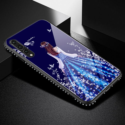 Silicone Frame Dress Party Girl Mirror Case Cover for Huawei P20 Pro Blue