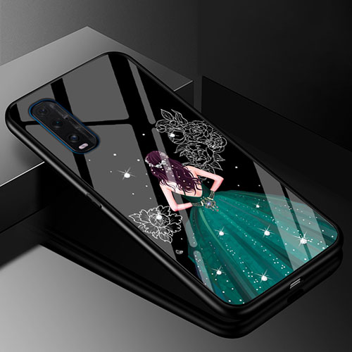 Silicone Frame Dress Party Girl Mirror Case Cover for Oppo Find X2 Green