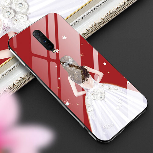 Silicone Frame Dress Party Girl Mirror Case Cover for Oppo RX17 Pro White