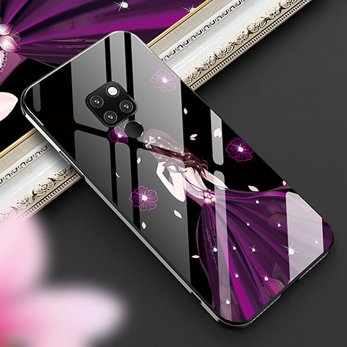 Silicone Frame Dress Party Girl Mirror Case Cover K01 for Huawei Mate 20 Purple and Blue