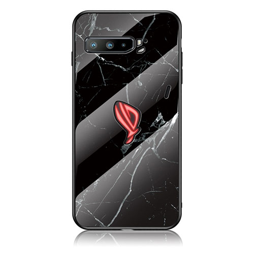 Silicone Frame Fashionable Pattern Mirror Case Cover for Asus ROG Phone 3 Black