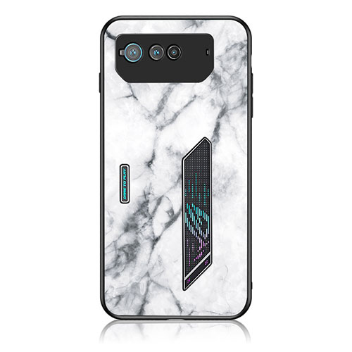 Silicone Frame Fashionable Pattern Mirror Case Cover for Asus ROG Phone 6 Pro White