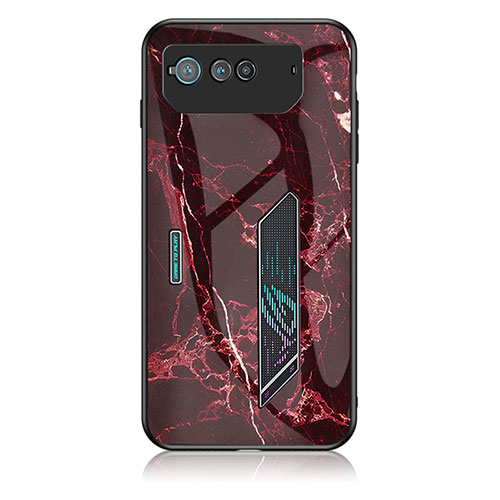 Silicone Frame Fashionable Pattern Mirror Case Cover for Asus ROG Phone 6 Red