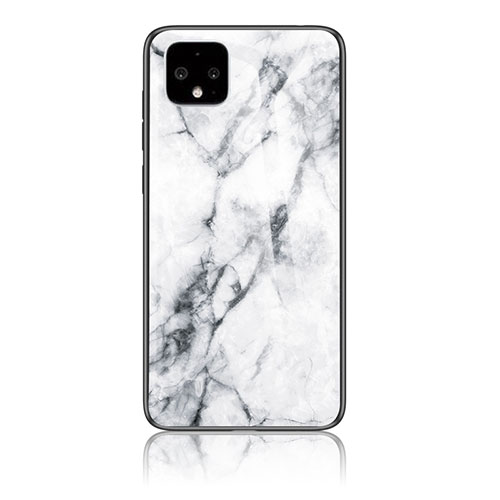 Silicone Frame Fashionable Pattern Mirror Case Cover for Google Pixel 4 White