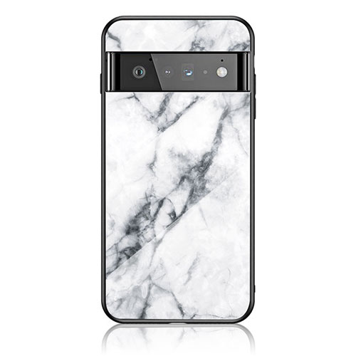 Silicone Frame Fashionable Pattern Mirror Case Cover for Google Pixel 6 Pro 5G White