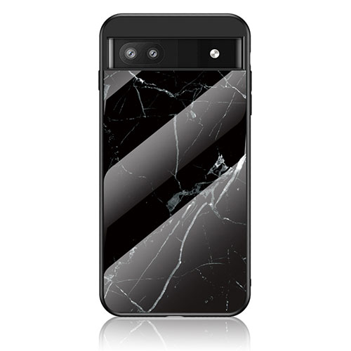 Silicone Frame Fashionable Pattern Mirror Case Cover for Google Pixel 6a 5G Black