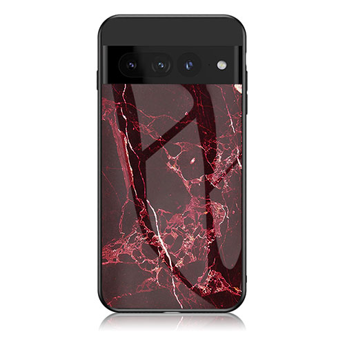 Silicone Frame Fashionable Pattern Mirror Case Cover for Google Pixel 7 Pro 5G Red