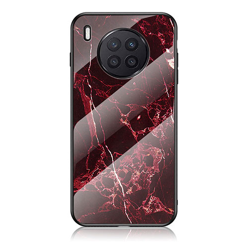 Silicone Frame Fashionable Pattern Mirror Case Cover for Huawei Honor 50 Lite Red