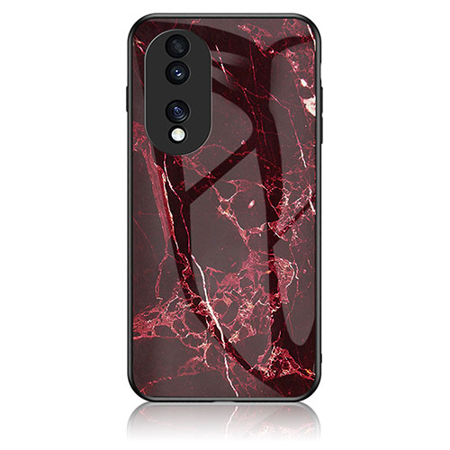 Silicone Frame Fashionable Pattern Mirror Case Cover for Huawei Honor 70 Pro+ Plus 5G Red