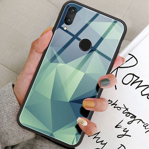 Silicone Frame Fashionable Pattern Mirror Case Cover for Huawei Honor 8X Green