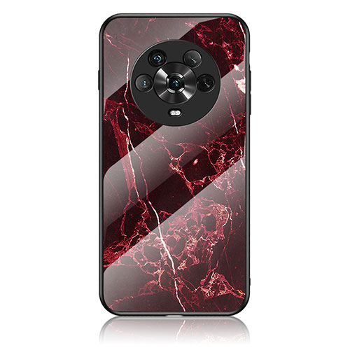 Silicone Frame Fashionable Pattern Mirror Case Cover for Huawei Honor Magic4 5G Red