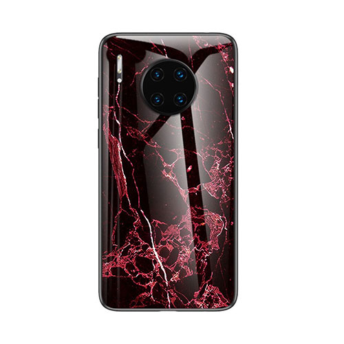 Silicone Frame Fashionable Pattern Mirror Case Cover for Huawei Mate 30 Pro Red