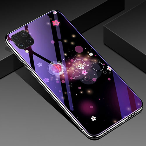 Silicone Frame Fashionable Pattern Mirror Case Cover for Huawei Nova 7i Purple