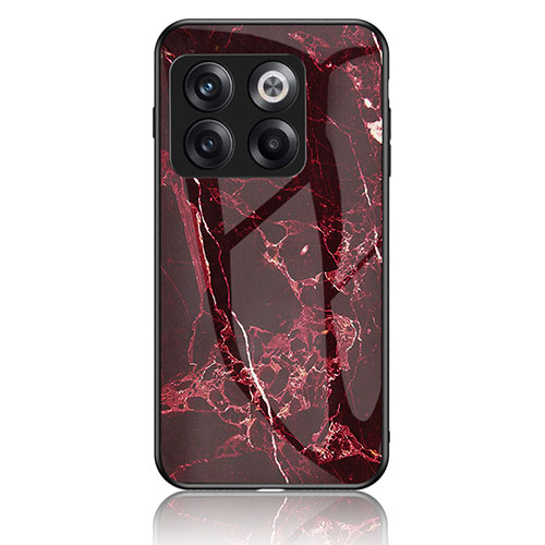 Silicone Frame Fashionable Pattern Mirror Case Cover for OnePlus 10T 5G Red