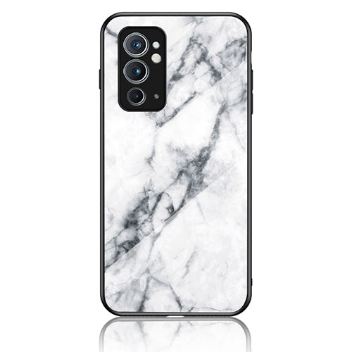 Silicone Frame Fashionable Pattern Mirror Case Cover for OnePlus 9RT 5G White