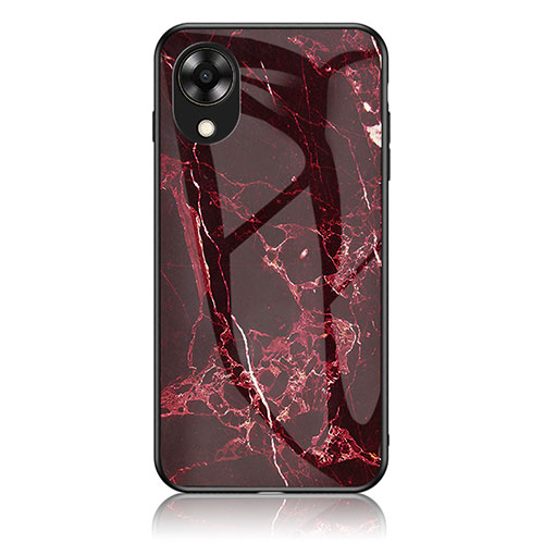 Silicone Frame Fashionable Pattern Mirror Case Cover for Oppo A17K Red