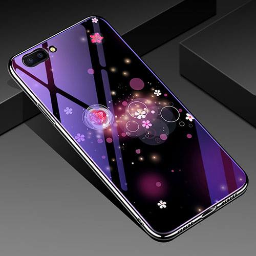 Silicone Frame Fashionable Pattern Mirror Case Cover for Oppo A5 Purple