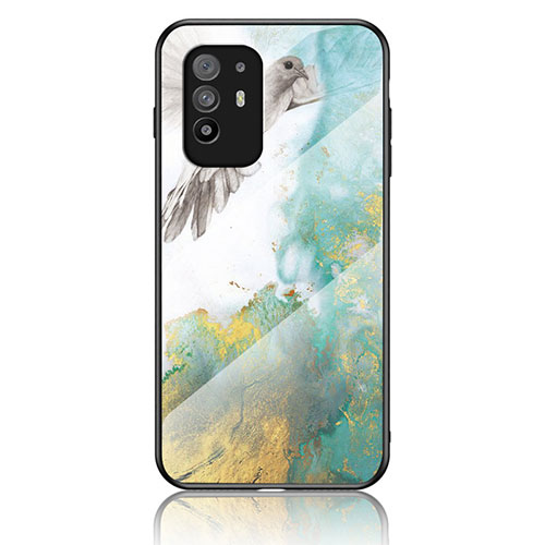 Silicone Frame Fashionable Pattern Mirror Case Cover for Oppo F19 Pro+ Plus 5G Green