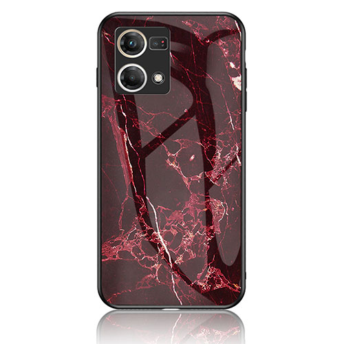 Silicone Frame Fashionable Pattern Mirror Case Cover for Oppo F21 Pro 4G Red