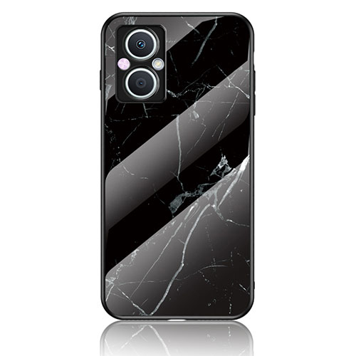 Silicone Frame Fashionable Pattern Mirror Case Cover for Oppo F21 Pro 5G Black