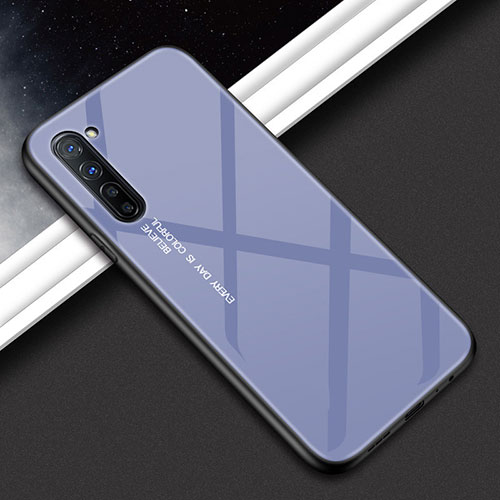 Silicone Frame Fashionable Pattern Mirror Case Cover for Oppo Find X2 Lite Gray