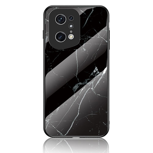 Silicone Frame Fashionable Pattern Mirror Case Cover for Oppo Find X5 Pro 5G Black