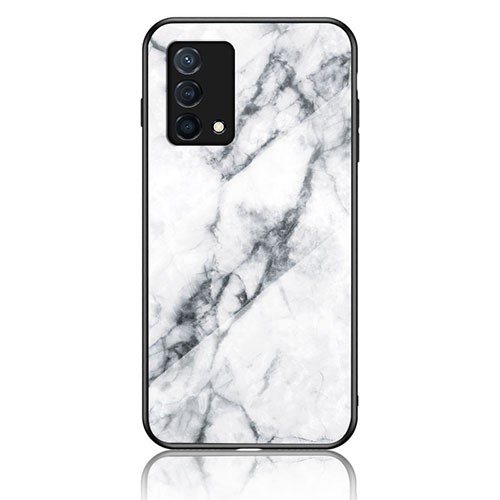 Silicone Frame Fashionable Pattern Mirror Case Cover for Oppo K9 5G White