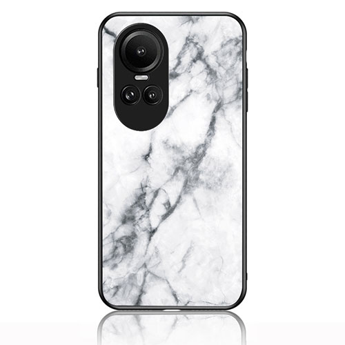 Silicone Frame Fashionable Pattern Mirror Case Cover for Oppo Reno10 Pro 5G White