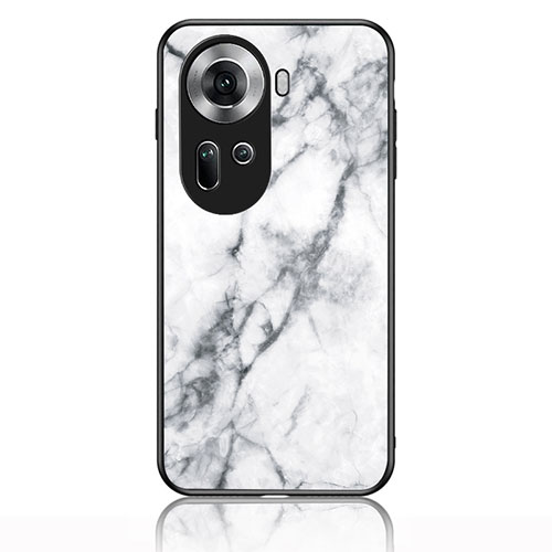 Silicone Frame Fashionable Pattern Mirror Case Cover for Oppo Reno11 5G White