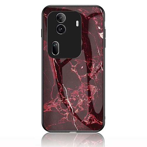 Silicone Frame Fashionable Pattern Mirror Case Cover for Oppo Reno11 Pro 5G Red