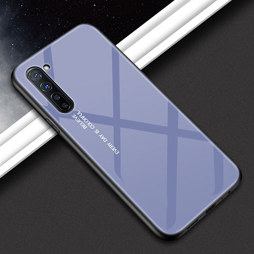 Silicone Frame Fashionable Pattern Mirror Case Cover for Oppo Reno3 Gray