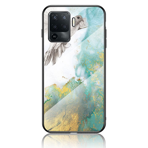 Silicone Frame Fashionable Pattern Mirror Case Cover for Oppo Reno5 F Green