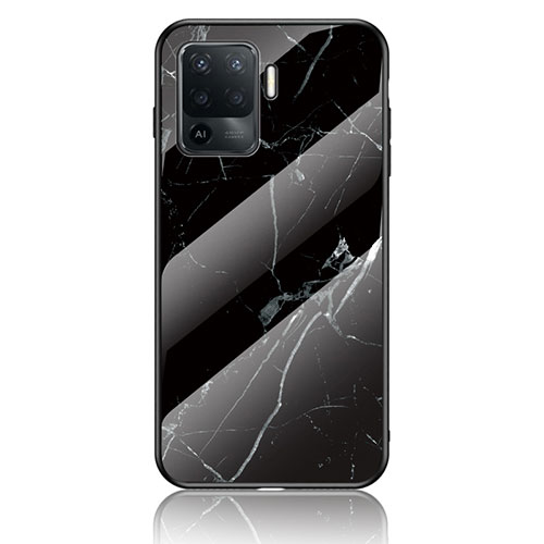 Silicone Frame Fashionable Pattern Mirror Case Cover for Oppo Reno5 Lite Black