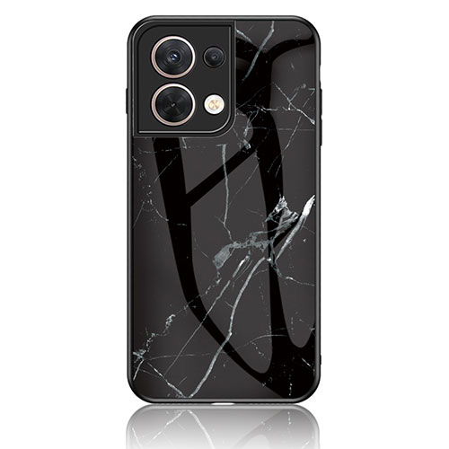 Silicone Frame Fashionable Pattern Mirror Case Cover for Oppo Reno8 5G Black