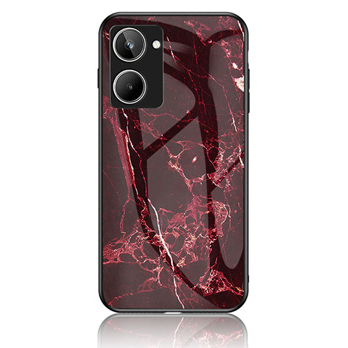 Silicone Frame Fashionable Pattern Mirror Case Cover for Realme 10 4G Red